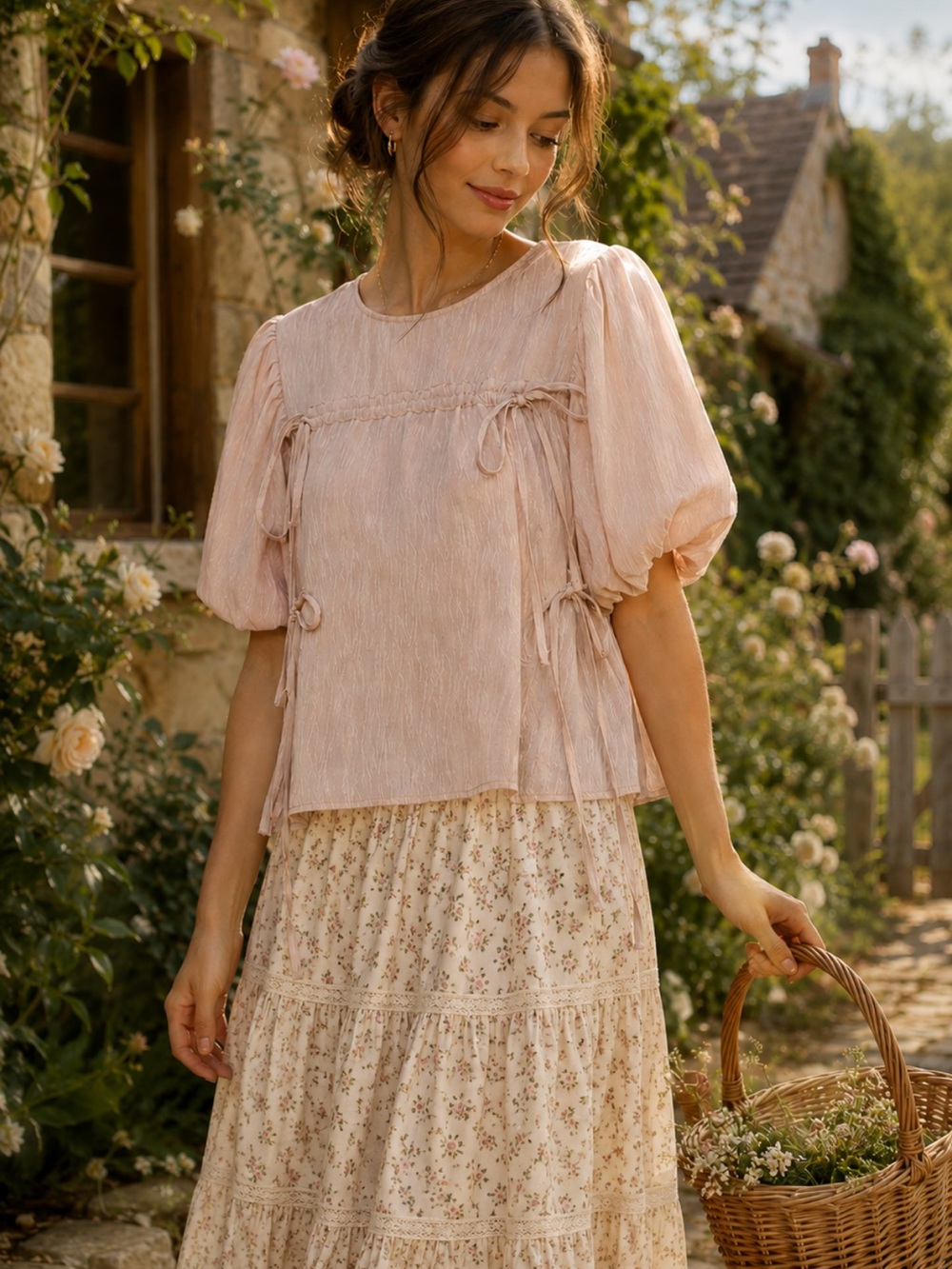 Ghospell Ruched Drawstring Top